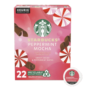 Starbucks Peppermint Mocha, Flavored K-Cup Coffee Pods, 100 Arabica, Naturally Flavored, Limited Edition, 22 ct